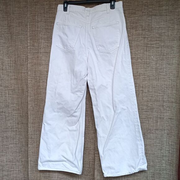 White Wide-Leg Jeans In Natural White Cotton - Picture 4 of 4